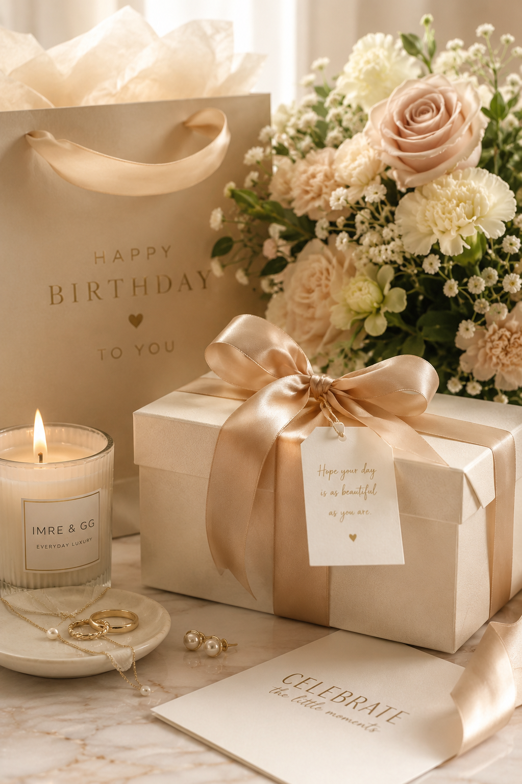 Birthday gift tied with a ribbon